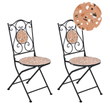 Set of 2 Garden Chairs ADRANO Folding Metal Terrazzo Effect Black