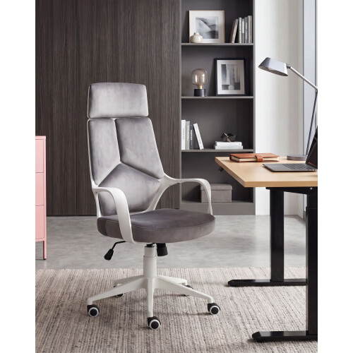 Beliani Office Chair DELIGHT Velvet Grey 1