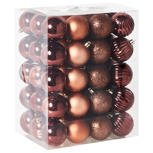 Beliani Set of 60 Baubles ISOJARVI Brown