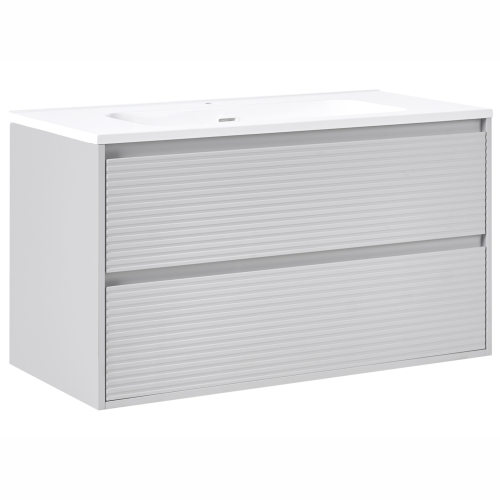 Beliani Wall Mounted Vanity Unit with Basin BAHIA Grey