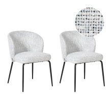 Set of 2 Dining Chairs ZANA Fabric White/ Blue