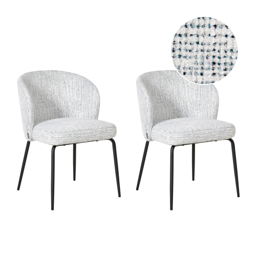 Beliani Set of 2 Dining Chairs ZANA Fabric White/Blue