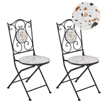 Set of 2 Garden Chairs ARTENA Folding Metal Terrazzo Effect Black