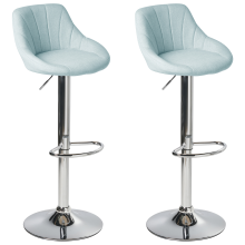 Set of 2 Bar Stools LUCCA Fabric Swivel Light Blue