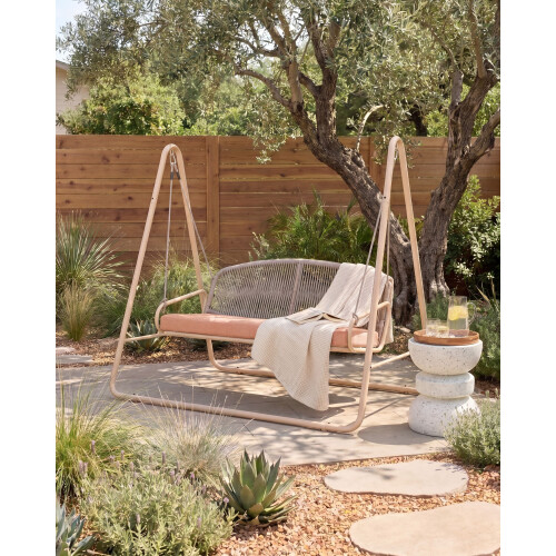 Beliani Patio Swing NORCIA Metal Brown 1