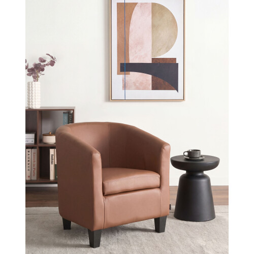 Beliani Armchair BORWICK Faux Leather Brown 1