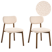 Set of 2 Dining Chairs MILLS Boucle Brown/ Light Beige