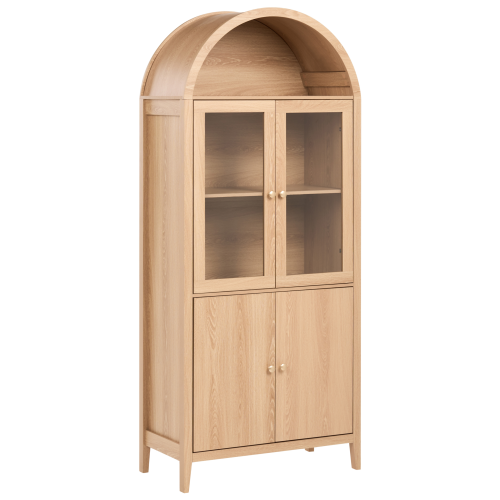 Beliani Glass Display Cabinet MONTREAL 78 cm Light Brown