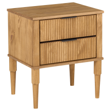 2 Drawer Bedside Table TAURIAC Pine Wood Light Brown