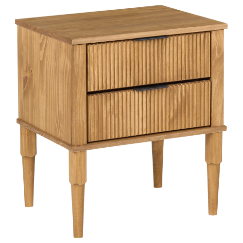 Beliani 2 Drawer Bedside Table TAURIAC Pine Wood Light Brown