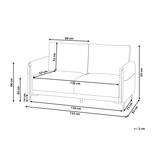 Beliani Sofa 2 Seater CILENS Fabric Light Beige 2