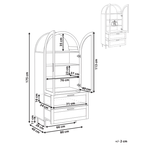 Beliani Glass Display Cabinet LACHINE 80 cm Light Brown 2