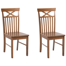 Set of 2 Dining Chairs HOUSTON Wood Brown