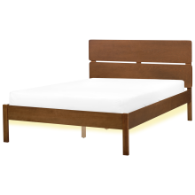 Bed with LED Wood BOISSET 120 x 200 cm (EU Small Double) Dark Brown