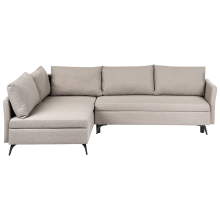 Corner Sofa Bed 3 Seater KOGE with Storage Fabric Beige Right Hand