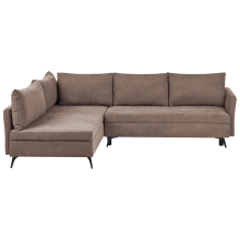Corner Sofa Bed 3 Seater KOGE with Storage Fabric Brown Right Hand