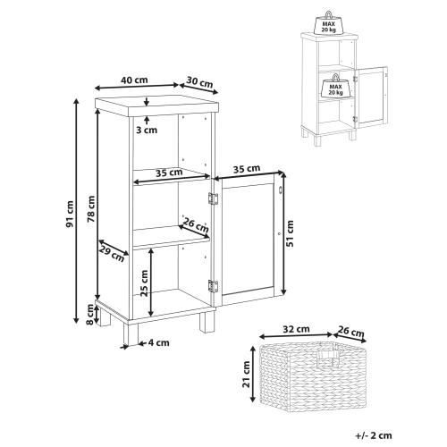 Beliani Bathroom Cabinet PACLLON 40 cm White 2