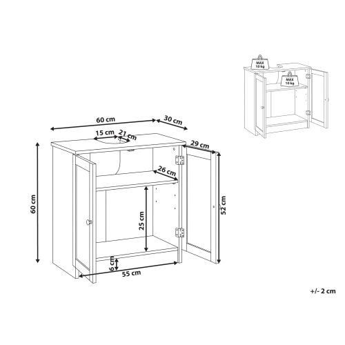Beliani Vanity Unit ATJONI 60 cm Grey 2