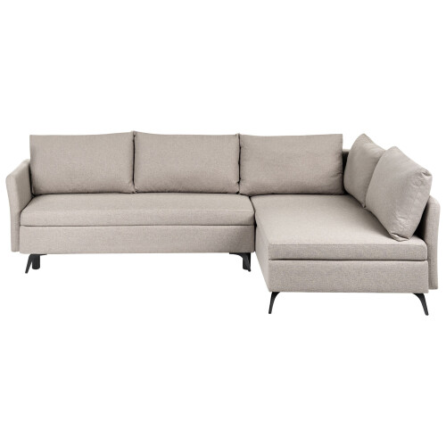 Beliani Corner Sofa Bed 3 Seater KOGE with Storage Fabric Beige Left Hand