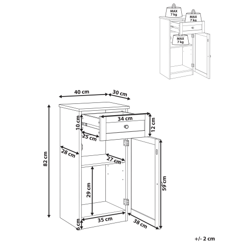 Beliani Bathroom Cabinet ATJONI 40 cm Grey 2