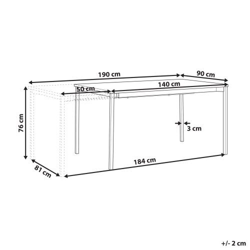 Beliani Extending Conference Table AVIS 90 cm 140/190 cm Black 2