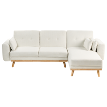 Corner Sofa Bed 3 Seater KAARINA Fabric White Left Hand