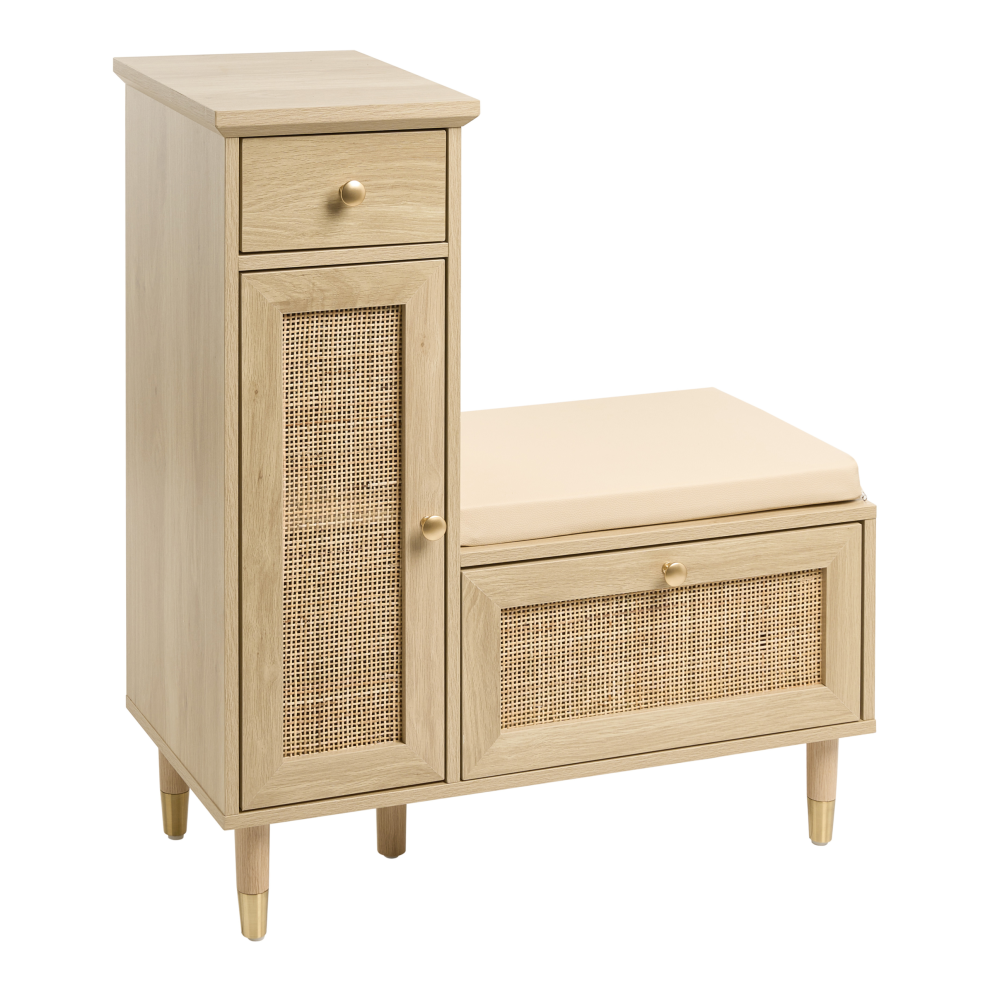 Photos - Shoe Cabinet / Rack Beliani Shoe Storage Bench FORSTER Light Brown 