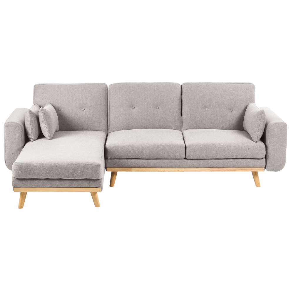 Photos - Sofa Beliani Corner  Bed 3 Seater KAARINA Fabric Grey Right Hand 