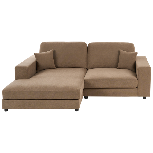 Beliani Corner Sofa 3 Seater LOFOTEN Fabric Brown Right Hand