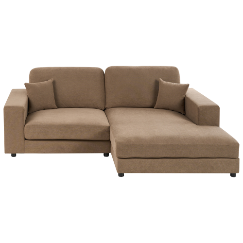 Beliani Corner Sofa 3 Seater LOFOTEN Fabric Brown Left Hand
