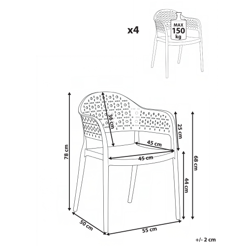Beliani Set of 4 Chairs NARINO Pink 2