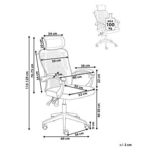 Beliani Office Chair SERANEV Light Grey 2