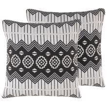 Set of 2 Decorative Cushions CARDAK 45 x 45 cm Cotton Black/White Geometric Pattern