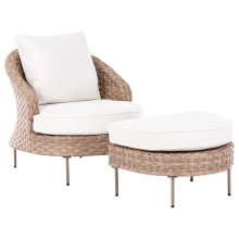 Garden Armchair with Ottoman ARCILLE PE Rattan Brown