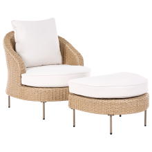 Garden Armchair with Ottoman ARCILLE PE Rattan Beige