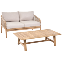 Garden Sofa with Table 2 Seater SUMBA Acacia Wood Light Brown