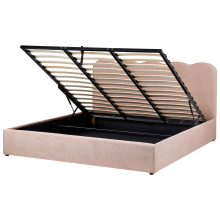 Ottoman Bed NANTERRE Fabric Pastel Pink 180 x 200 cm (EU Super King)