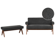 Living Room Set TAMRE Boucle Black/ Dark Brown