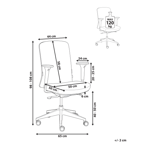 Beliani Office Chair KAMILON Fabric Light Grey 2