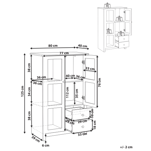 Beliani Display Cabinet PIMBA 80 cm White 2