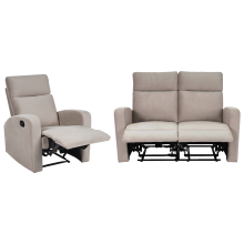 Electric Recliner Living Room Set 3 Seater VERDAL Velvet Beige