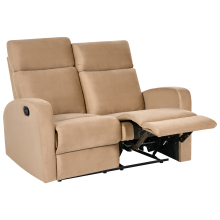 Manual Recliner Sofa 2 Seater VERDAL Velvet Light Brown