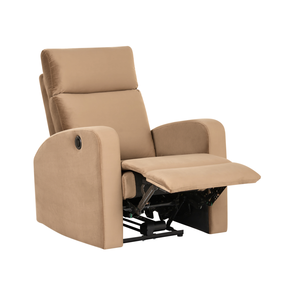 Beliani Electric Recliner Chair Verdal Velvet Light Brown