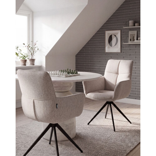 Beliani Dining Chair Swivel CORBIE Fabric Beige 1