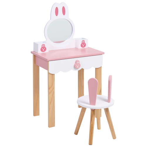 Beliani Kids Vanity Table with Chair LENAH Pink