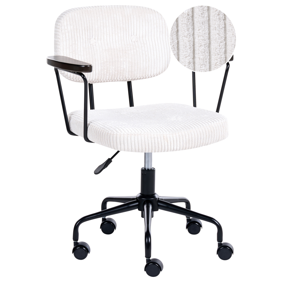 Beliani Desk Chair Algerita Corduroy Off-White