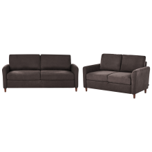 Living Room Set 5 Seater MARE Fabric Dark Brown