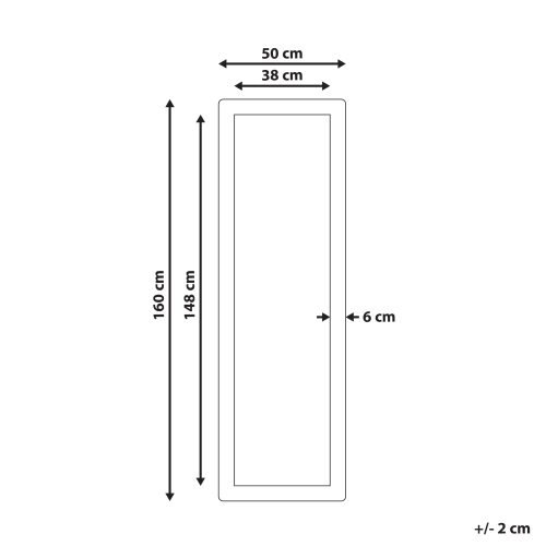 Beliani Wall Mirror GALAN 50 cm 160 cm Light Brown 2