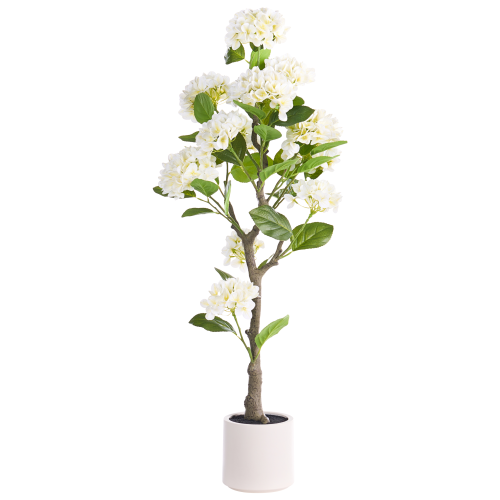 Beliani Artificial Plant HORTENSIUM 120 cm White
