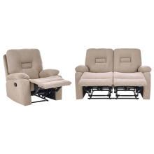 Manual Recliner Living Room Set 3 Seater BERGEN Fabric Taupe